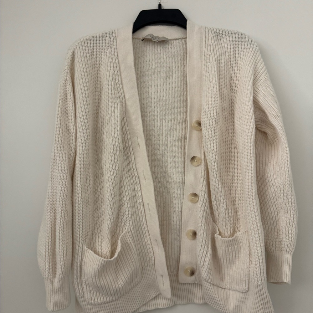 Cream Button-Up Women's Cardigan